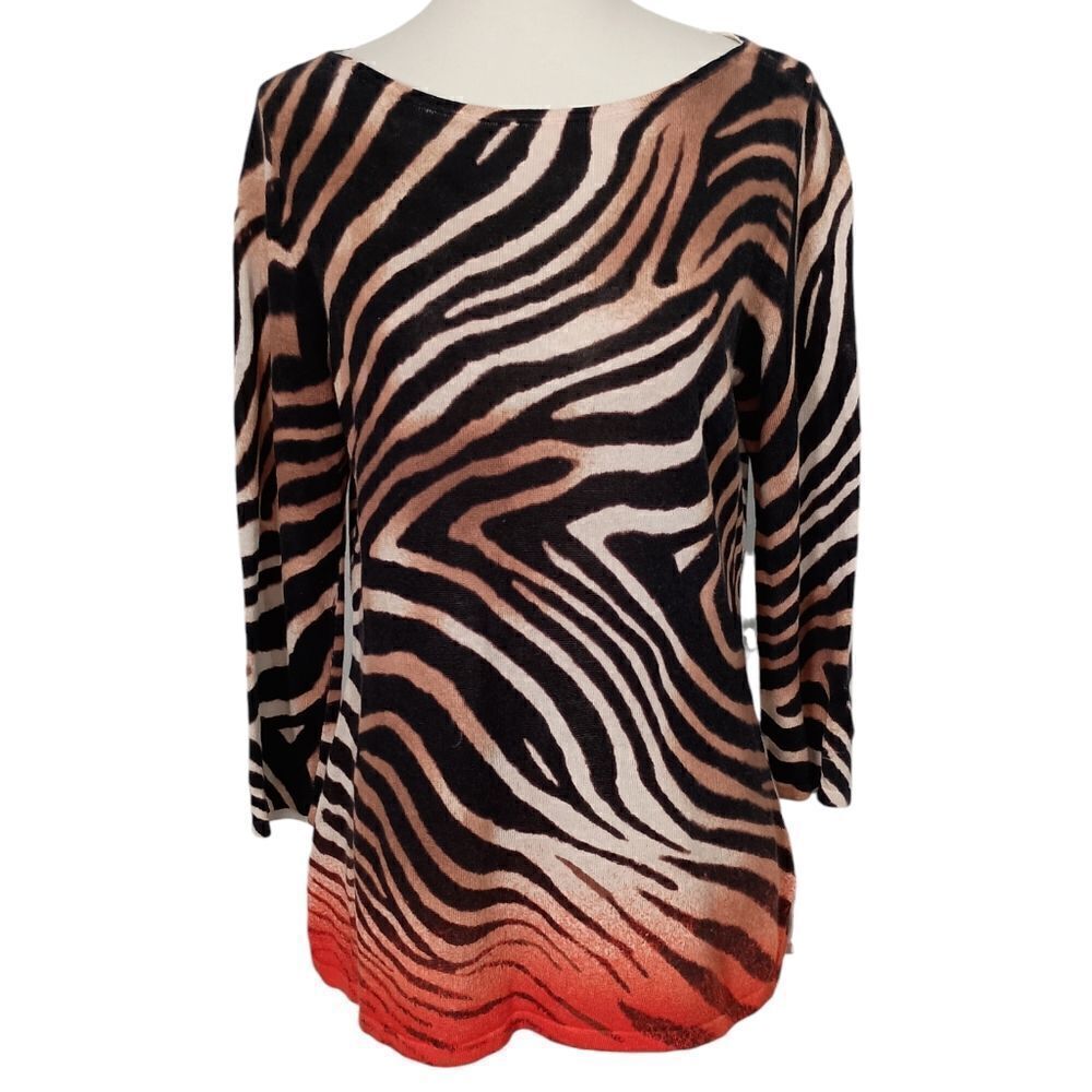 Ralph Lauren LRL Tunic Top Sz L Petite Linen Blend Knit Animal Print Mob Wife - Picture 11 of 16